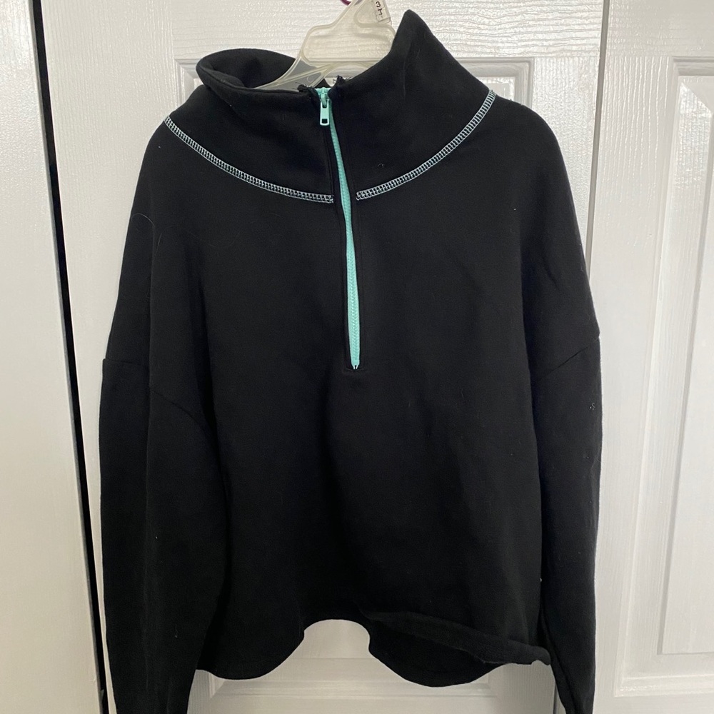 black and teal quarter zip! never been worn!